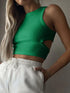 'Ulani' Cutout Round Neck Tank Top - Celes Fashion